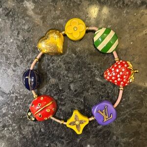 Authentic Louis Vuitton M64920 Heart LV Monogram Strawberry Bracelet